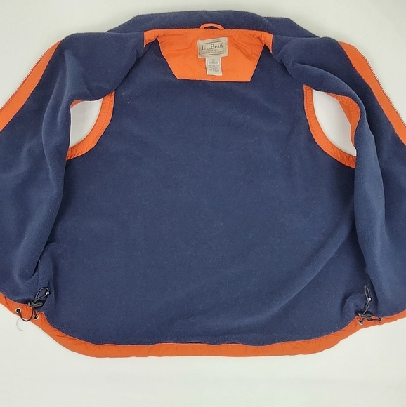 Vintage L.L.Bean Zip Orange Nylon Shell Fleece Insulated Vest - Picture 4 of 6